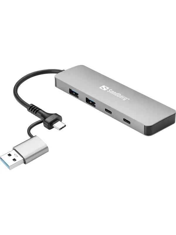 Sandberg 4-Port USB Hub USB-hub - USB 3.0 - 4 porter - Sølv