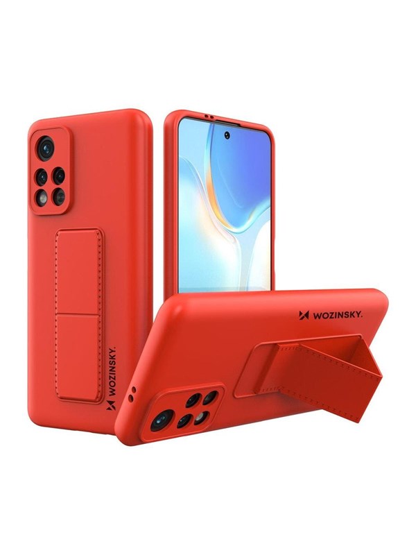 Wozinsky  Kickstand Case Silicone Case with Stand Case for Xiaomi Redmi 10 Red