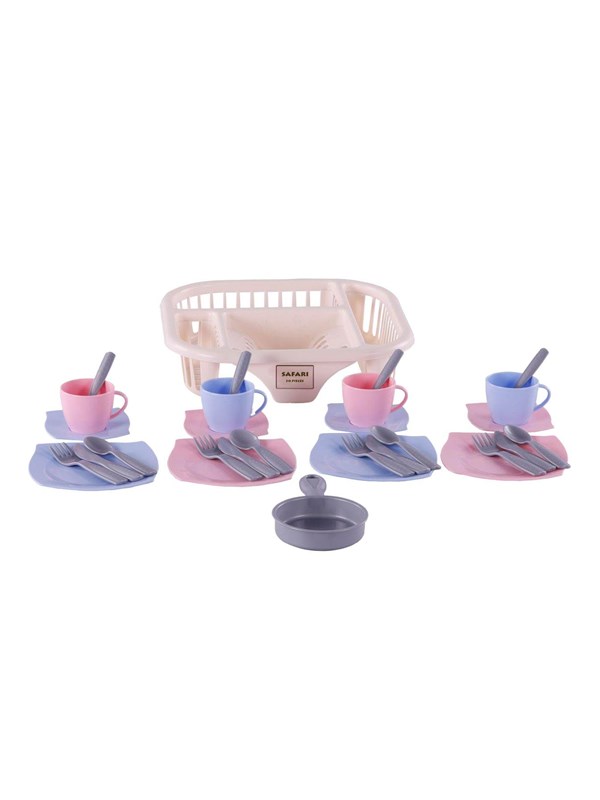 Cavallino Toys Cavallino Crockery with Dishwashing Rack Pink 30pcs.