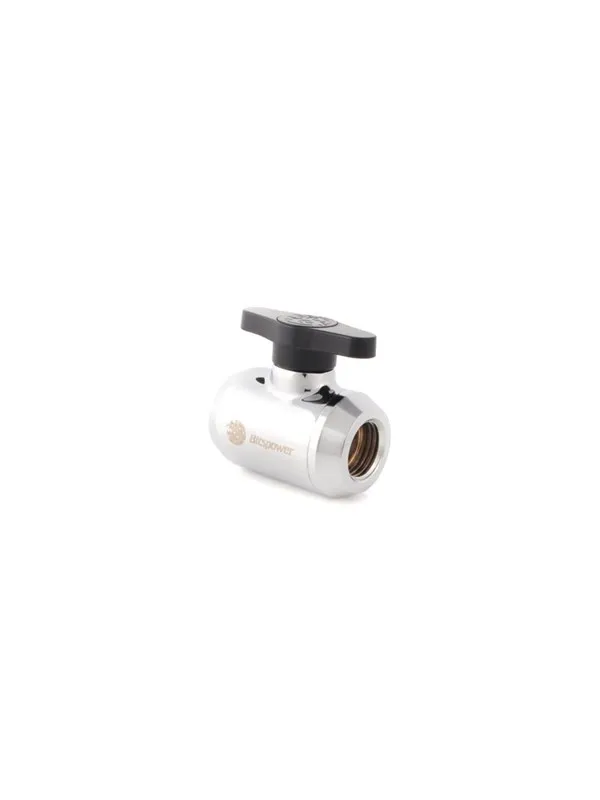 Bitspower Silver Shining Mini Valve With Black Handle