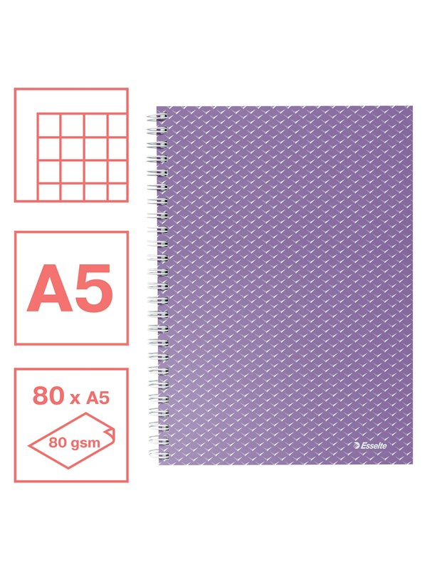 Esselte  Colour'Breeze A5 Notebook squared wirebound Lavender