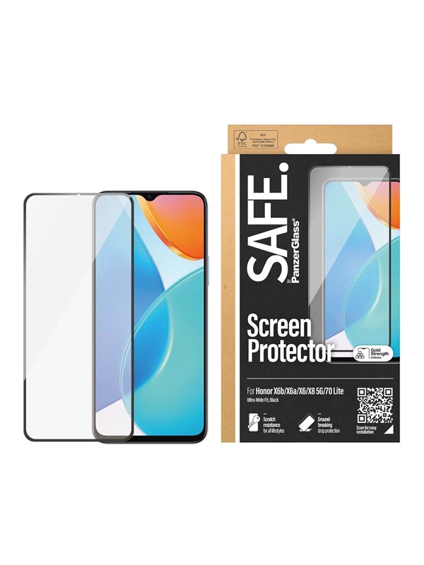 SAFE by PanzerGlass Screen Protector Honor X6A l X6 l X6B 4G l X8 5G l 70 lite | Ultra-Wide Fit