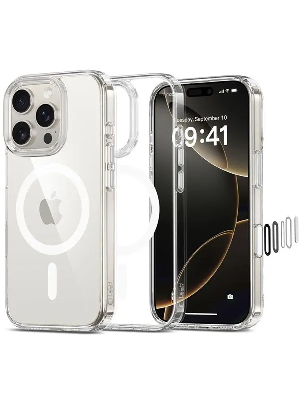 Tech-Protect Flexair Hybrid CC Magsafe Case for iPhone 16 Pro - Transparent