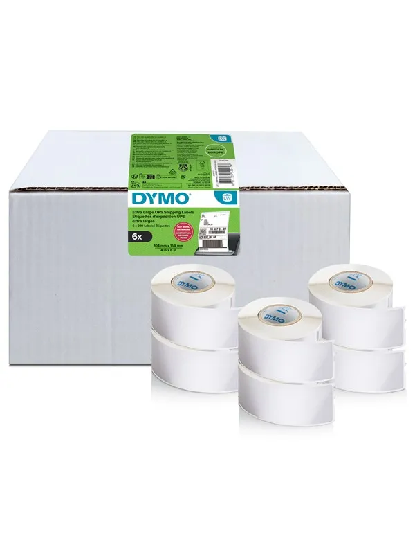 DYMO Authentic LabelWriter Extra Large Shipping Labels | 104 mm x 159 mm | Self Adhesive | 6 Rolls of 220 Easy-Peel Labels (1.320 Count) | for LabelWriter 4XL/5XL Label Makers