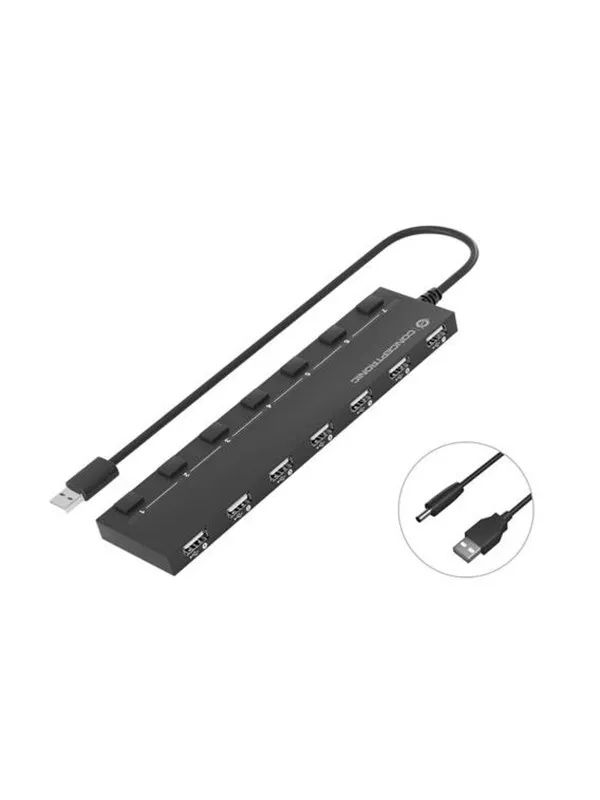 Conceptronic HUBBIES08B - hub USB-hub - Svart