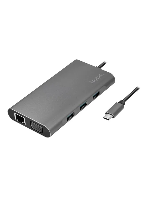 LogiLink USB 3.2 Gen 1 docking station USB-C 10-port PD silver
