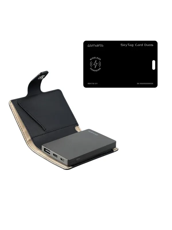 4smarts Location Finder SkyTag Card Duos ReCharge / PowrWallet Set Nødlader - Svart - 3000 mAh