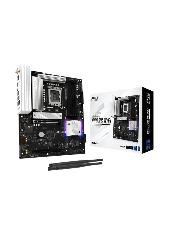 ASRock B860 Pro RS WiFi Hovedkort - Intel B860 - Intel LGA1851 socket - DDR5 RAM - ATX
