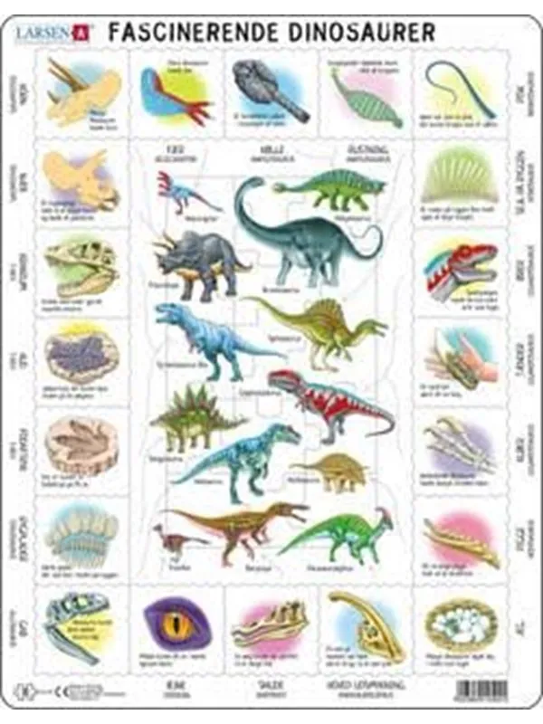 Larsen Puzzles Puzzle Fascinating Dinosaurs - 35 pieces Maxi (36.5x28.5 cm) Gulv