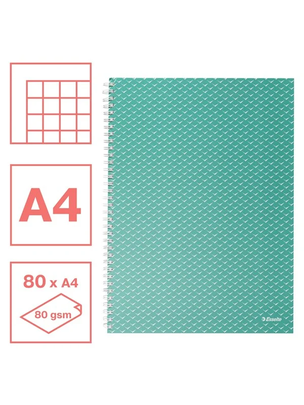 Esselte  Colour'Breeze A4 Notebook squared wirebound Green