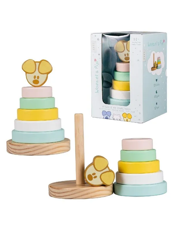 Rubo Toys - Woezel en Pip Pip Baby Stacking Tower 7-piece.