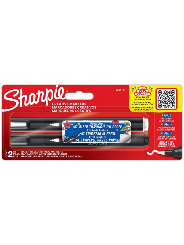 Sharpie Creative Marker Bullet Tips | Svart og hvit | 2 Stk