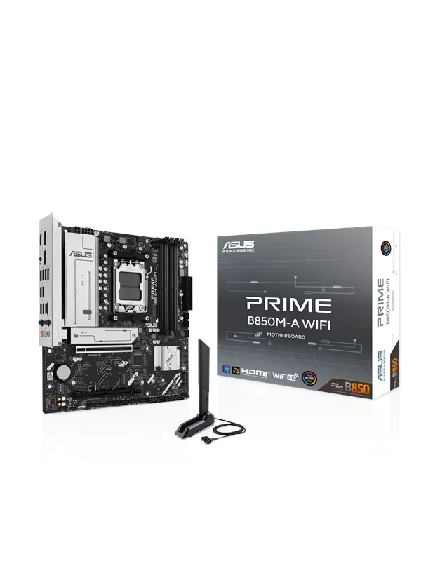 ASUS PRIME B850M-A WIFI Hovedkort - AMD B850 - AMD AM5 socket - DDR5 RAM - Micro-ATX