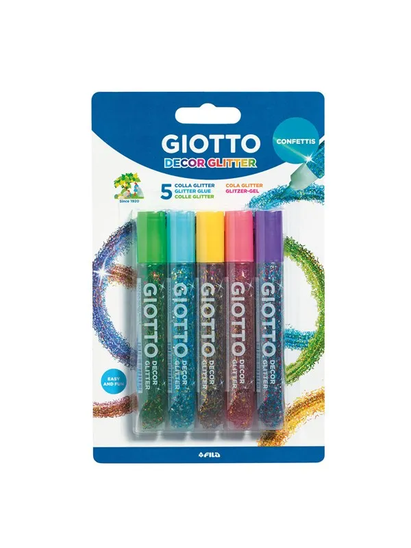 Giotto Decor Glitter Glue Confetti 5 pcs BL