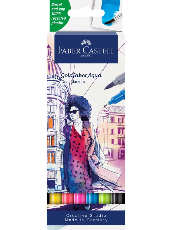 Faber-Castell Gofa Aqua Dual Marker wallet of 6