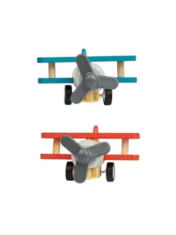 Bigjigs Wooden Pull Back Biplane Airplane