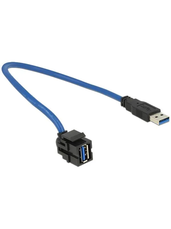 DeLOCK Keystone Module USB 5 Gbps type-A female 250° to type-A male 0.5m black