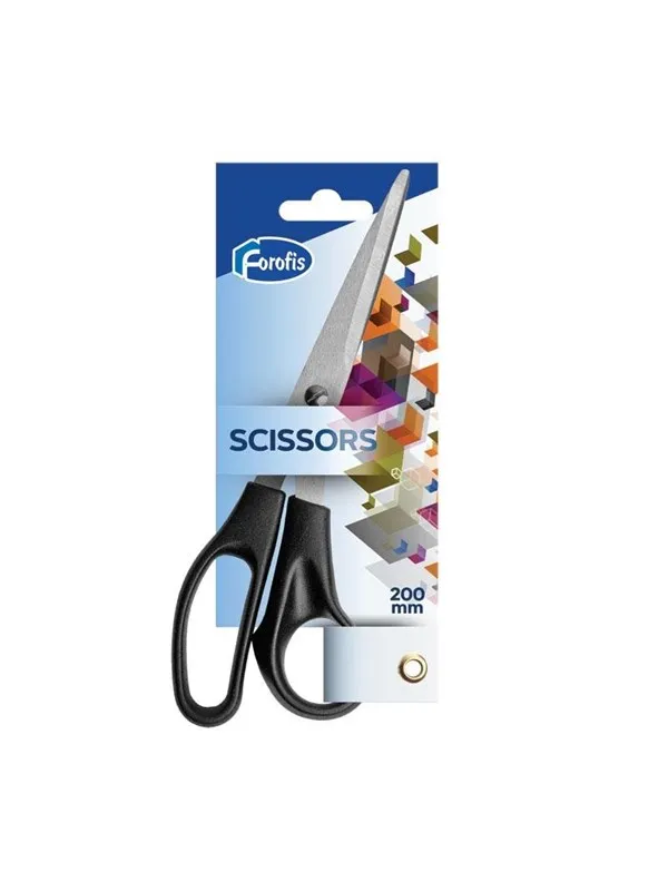CENTRUM Scissors 20cm. Black handle. On blister card