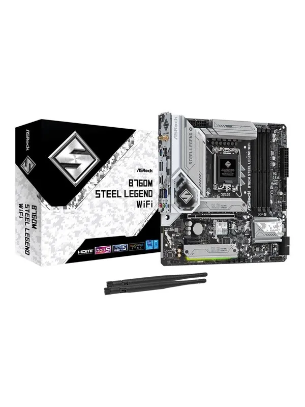 ASRock B760M STEEL LEGEND WIFI Hovedkort - Intel B760 - Intel LGA1700 socket - DDR5 RAM - Micro-ATX