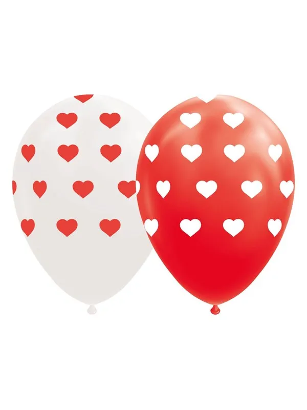 Globos Balloons Hearts Red/White 30cm 8pcs.