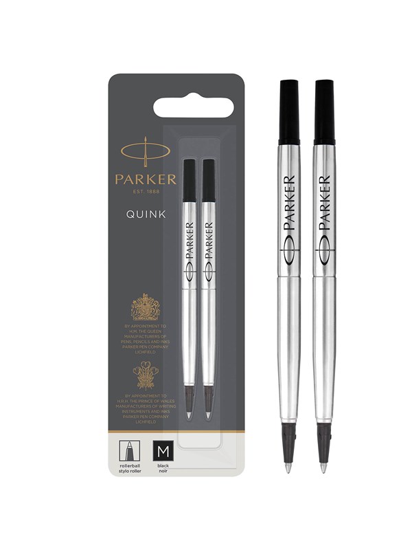 Parker Rollerball Pen Refills | Medium Point | Black QUINK Ink | 2 Count