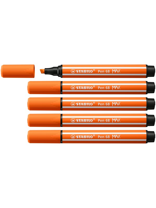 STABILO Pen 68 MAX - Fibre-tip Pen with Thick Chisel Tip - Pale Vermilion