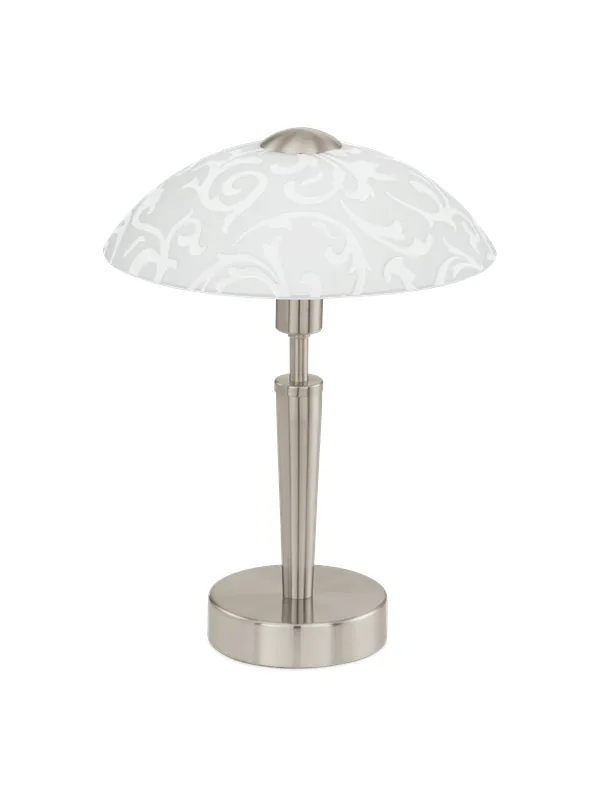 EGLO SOLO table lamp brushed steel/white w/ decoration