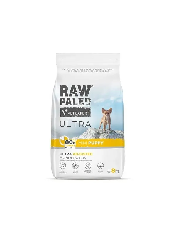 VetExpert Raw Paleo Ultra Mini Puppy Turkey - dry food for puppies - 8 kg