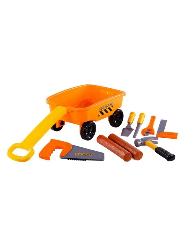 Cavallino Toys - Cavallino Bolderkar Orange with Tools and Tree Trunks 9pcs.