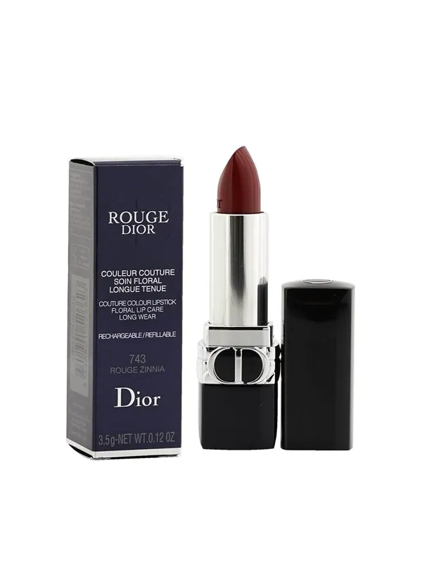 Christian Dior Couture Colour Satin Finish Cream Lipstick 743 Rouge Zinnia Refillable 3.5 g