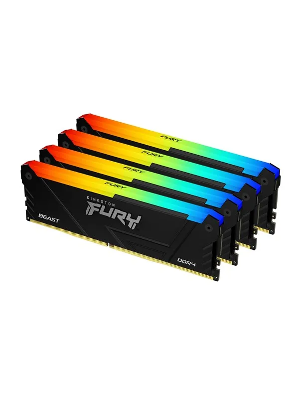 Kingston FURY Beast RGB DDR4-3200 - 32GB - CL16 - Quad Channel (4 pcs) - Intel XMP - Svart med RGB