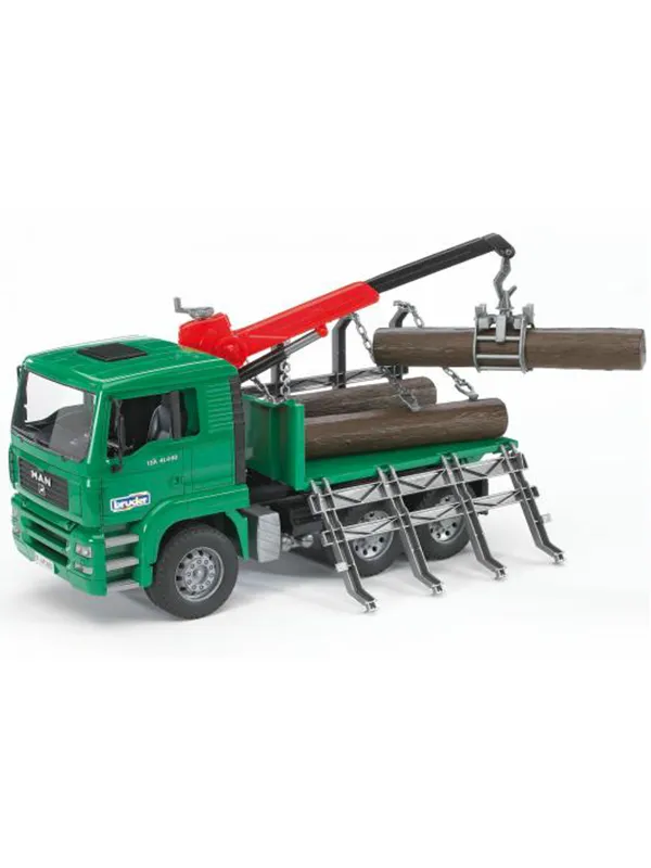 Bruder MAN TGA Timber truck with loading crane and 3 trunks
