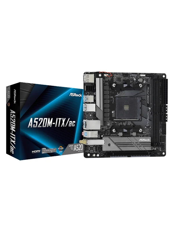 ASRock A520M-ITX/AC Hovedkort - AMD A520 - AMD AM4 socket - DDR4 RAM - Mini-ITX