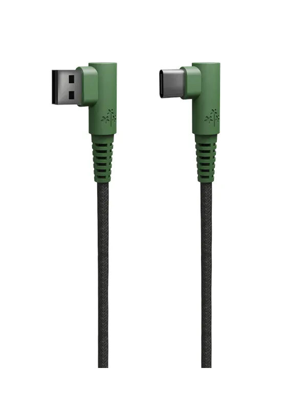 Hune Hiedra Braided 90° USB Cable Type A to Type C 1.2m - Forest Green