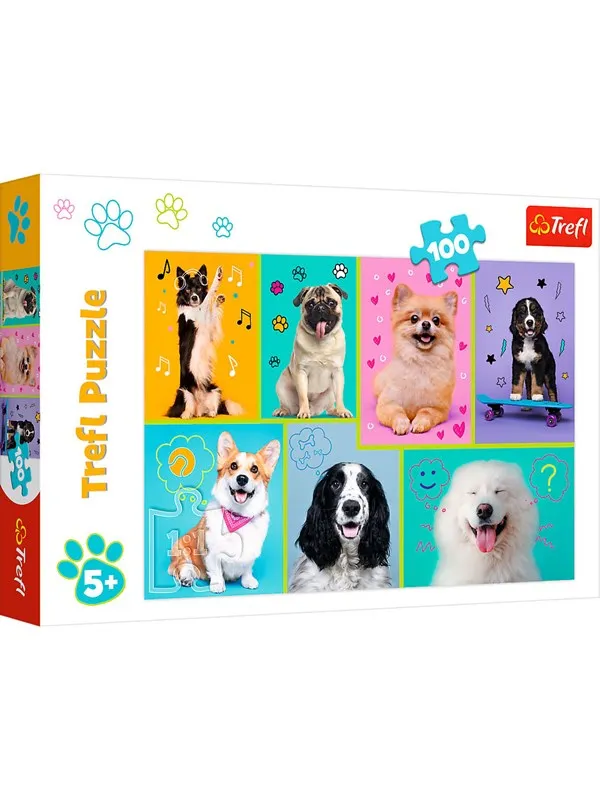 Trefl Puzzle - In the world of dogs (100 pieces)