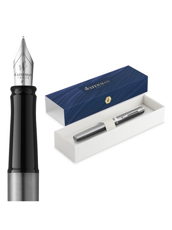 Waterman Impression Stainless Steel P.T. Fountain pen F Blue ink