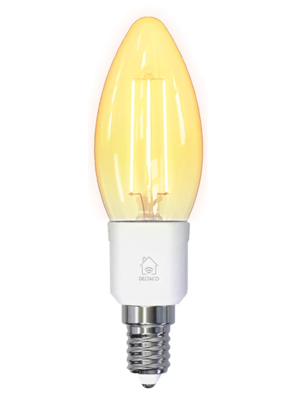 Deltaco LED dekorpære, E14, WiFI 2.4GHz, 4,5W, 400lm, dimbar, hvit