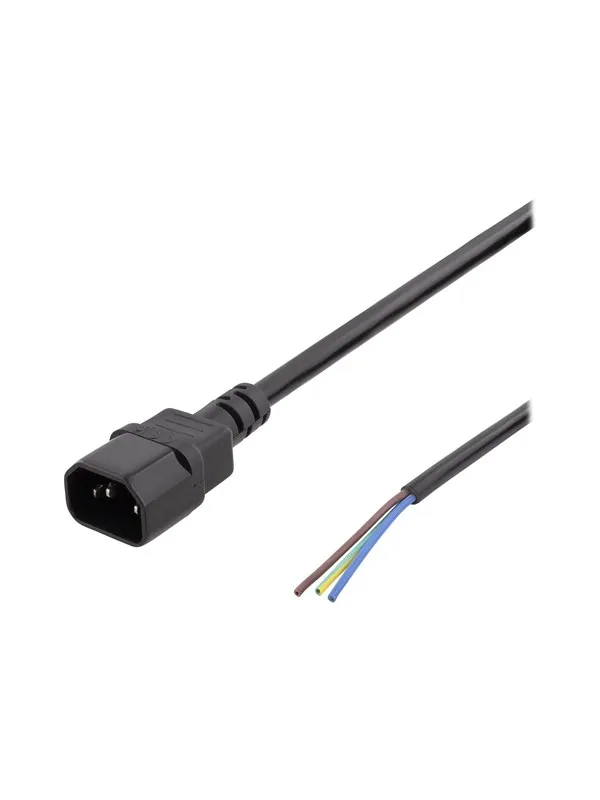 Deltaco - power cable - IEC 60320 C14 to bare wire - 2 m