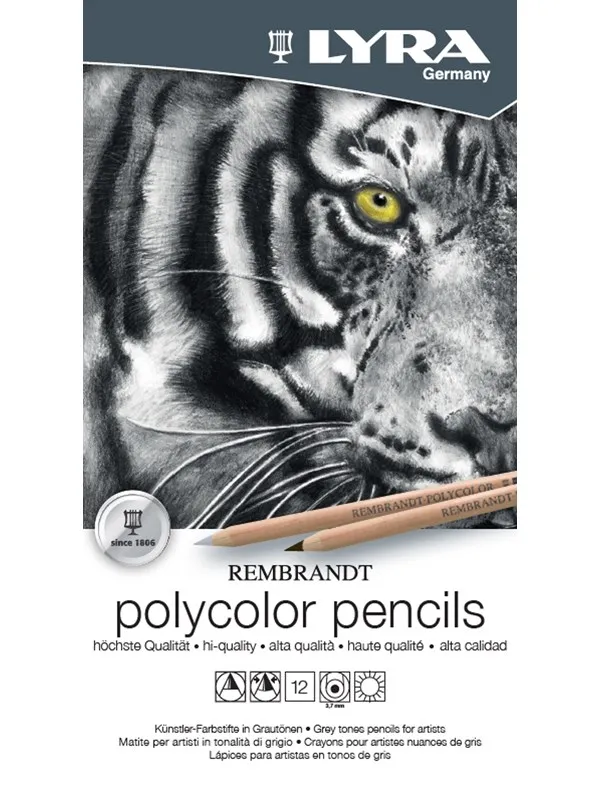 Lyra Rembrandt Polycolor Grey Tin Box 12 pcs