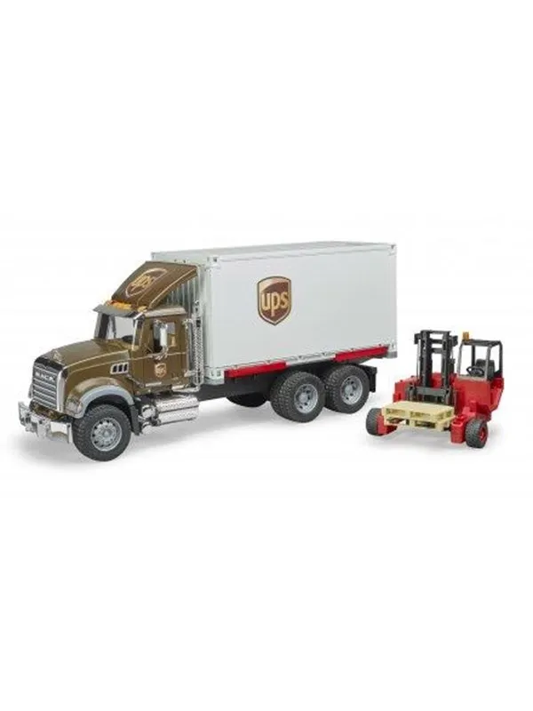 Bruder MACK Granite UPS logistics truck with forklift