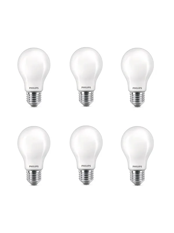 Philips LED-lyspære Classic 7W/827 (60W) frosted 6-pack E27