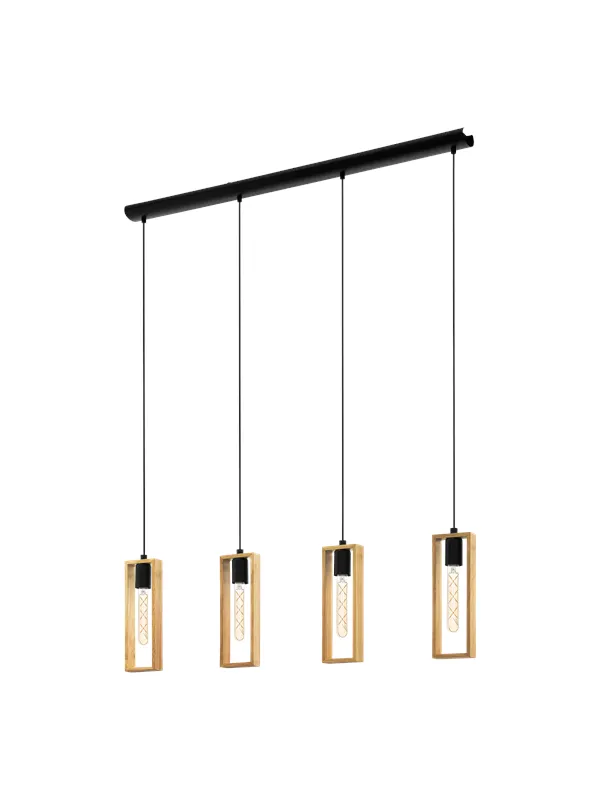 EGLO LITTLETON long table pendant black/wood
