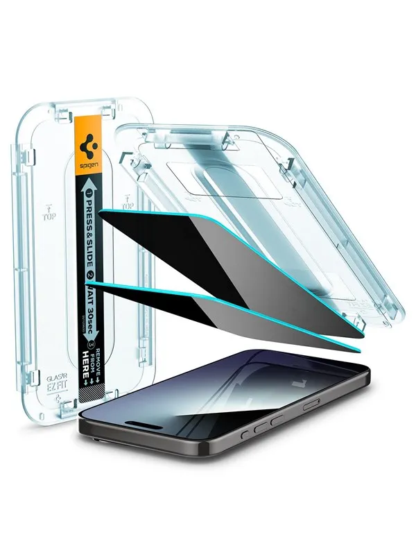 Spigen Glass tR EZ Fit (Privacy) 2 Pack - transparency - iPhone 15 Pro Max