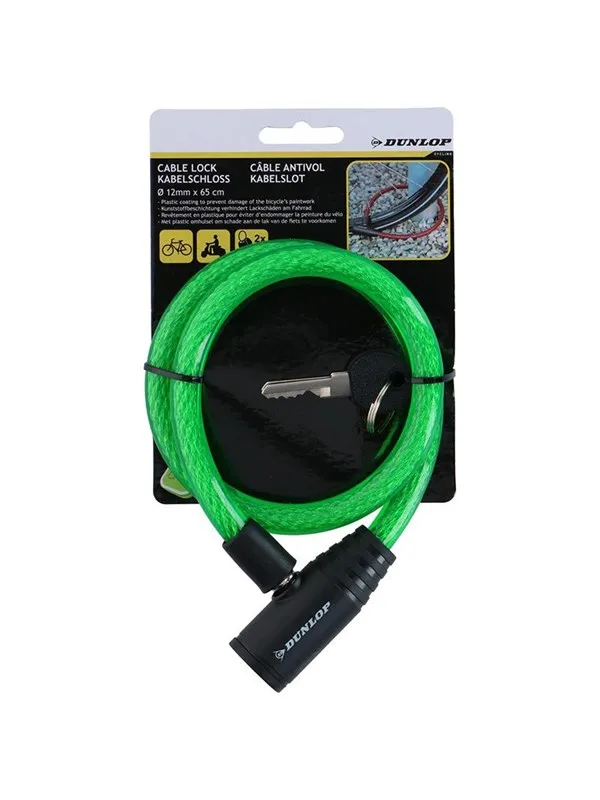Dunlop - Spiral key bicycle lock 65 cm - green