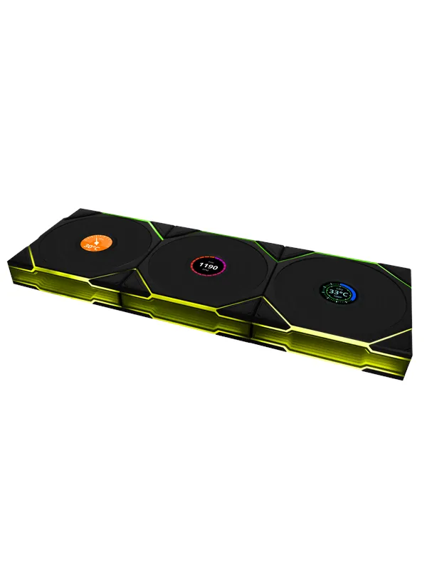 Lian Li UNI FAN TL Wireless LCD 3 pack - Kabinettvifte - 120mm - Svart med RGB LED-lys - 33 dBA