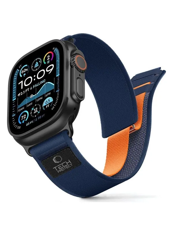Tech-Protect Nylon Elite Strap for Apple Watch 44 / 45 / 46 / 49 mm - Navy Orange