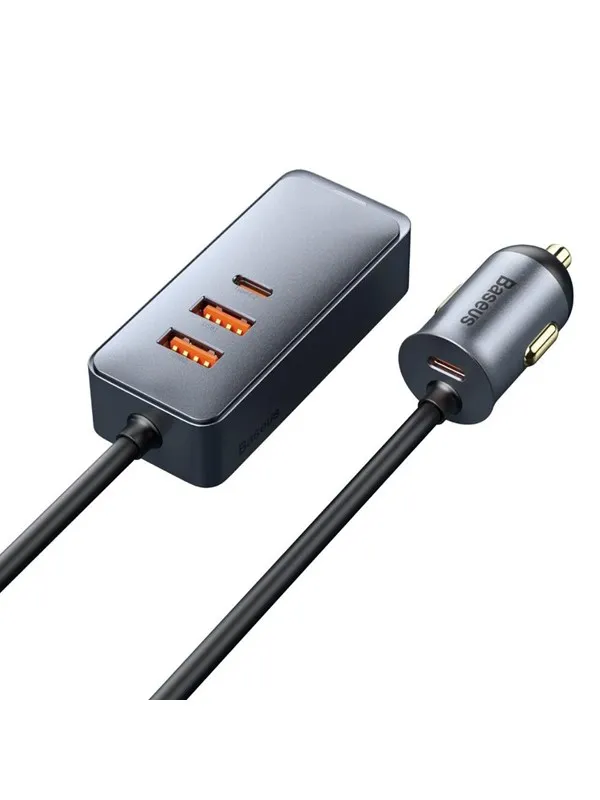 Baseus Share Together PPS Multi-port Fast charge Car Charger with Extension Cord 2U+2C 120W Space Gray