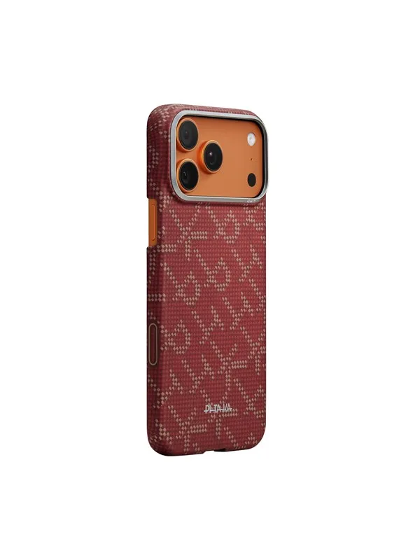 PITAKA Ultra-Slim Case - Monogram-Gold/Red - iPhone 17 Pro Max