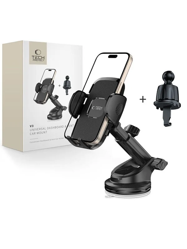 Tech-Protect  V3 Car Mount for Dashboard Window or Air Vent Grille - Black