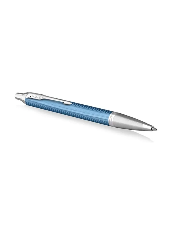 Parker IM Ballpoint Pen | Premium Blue Grey with Chrome Trim | Medium Point with Blue Ink Refill | Gift Box